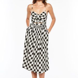 NWT Bardot 'Ibiza' Cutout Gingham Midi Sun Dress